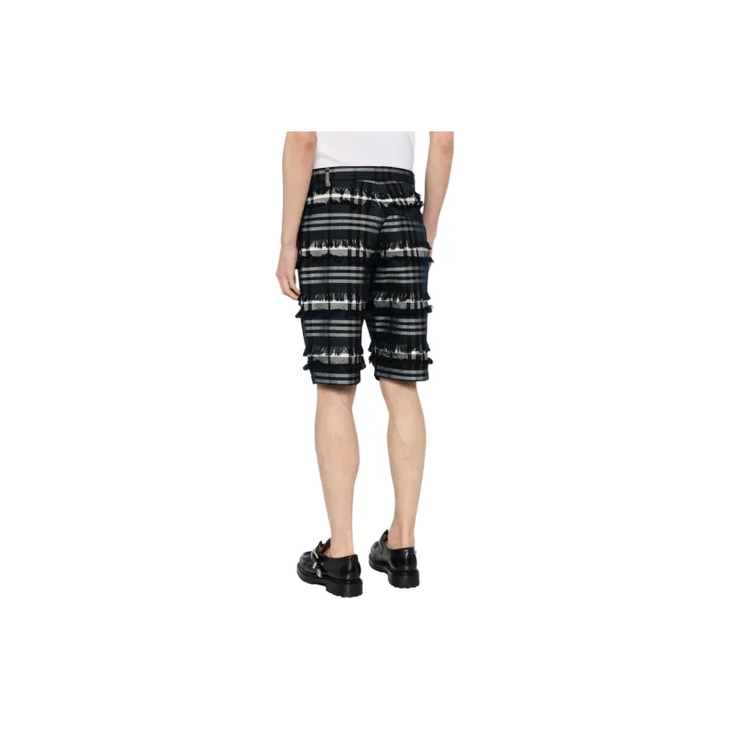 HENRIK VIBSKOV Check-print Frayed Shorts-2