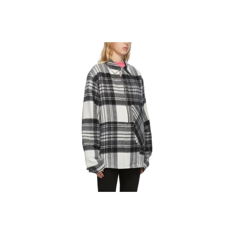 WE11DONE Half zip Plaid Wool Shirt-7