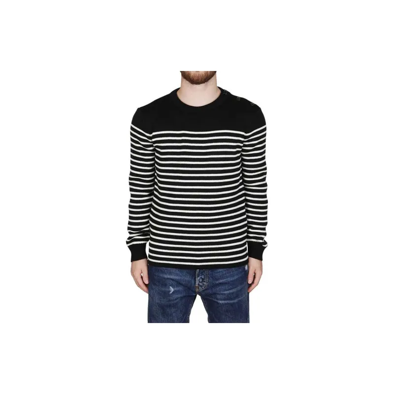 SAINT LAURENT Striped Crewneck Jumper-2