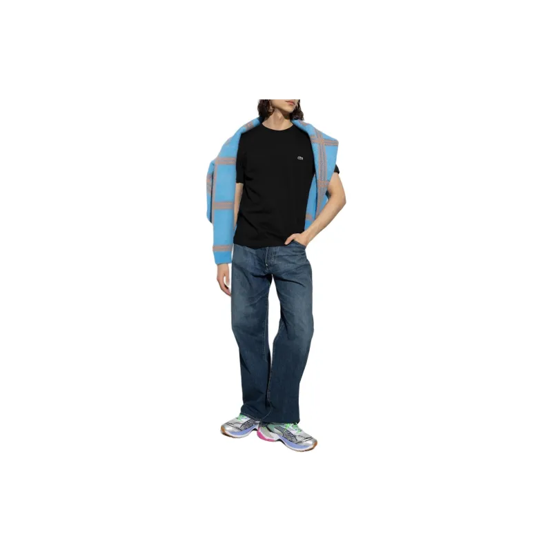 LACOSTE Crocodile Logo patch V neck T shirt-5