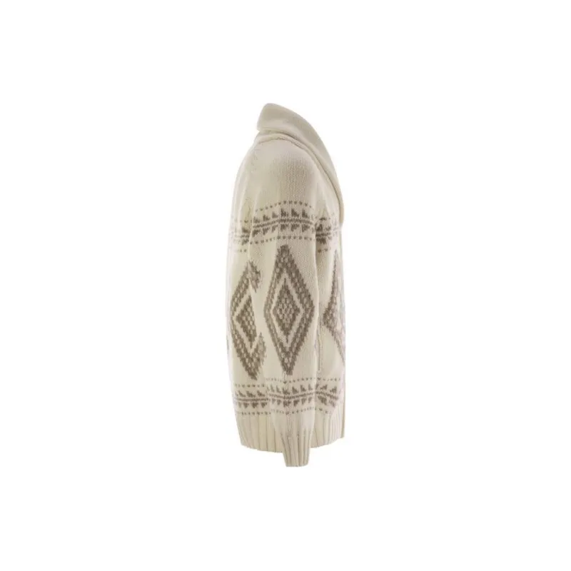 Brunello Cucinelli Geometric Pattern Intarsia Knit V Neck Cardigan-2
