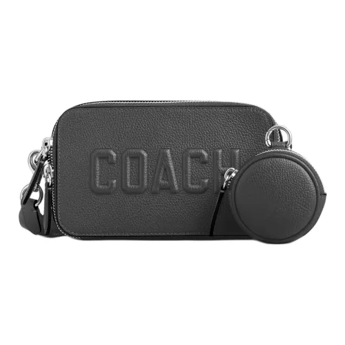 COACH Charter Polished Pebbled Leather Crossbody Bag Shoulder Bag Small Size Men's Charcoal