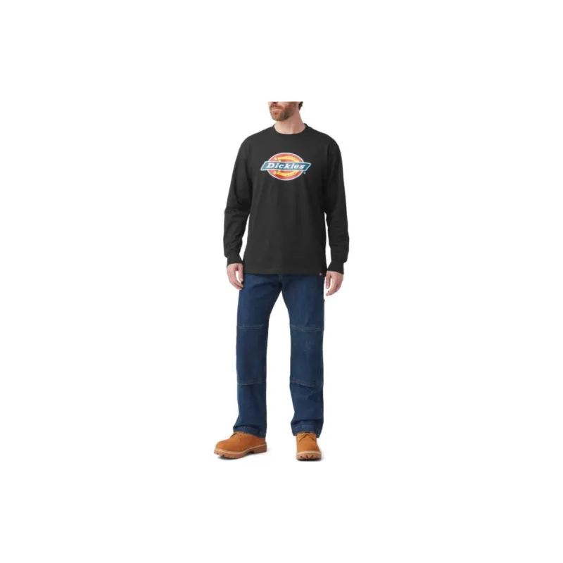 Dickies Tri Color Logo Graphic Long Sleeve T Shirt T Shirt Men's Black-1