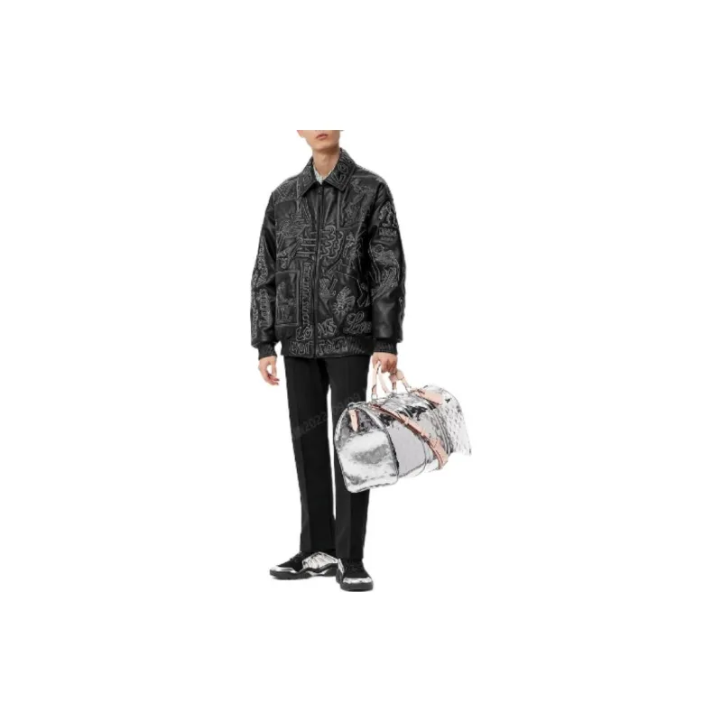 LOUIS VUITTON Embroidered Leather Bomber-1