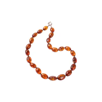 S&A S925 Silver Amber Necklaces Fire Amber Necklaces Fine Jade Necklaces Women's
