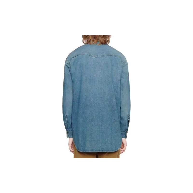 GUCCI Eco washed Cat patch Organic Denim Shirt-2