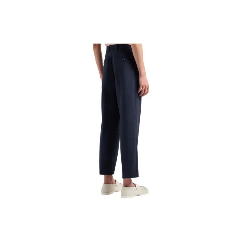 EMPORIO ARMANI Pleated Technical seersucker Fabric Chinos-3
