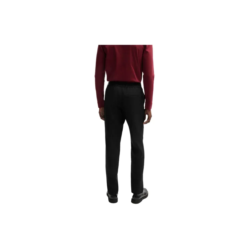 HUGO BOSS Slim-Fit Trousers In Pure Linen Casual Pants Men's Black-1