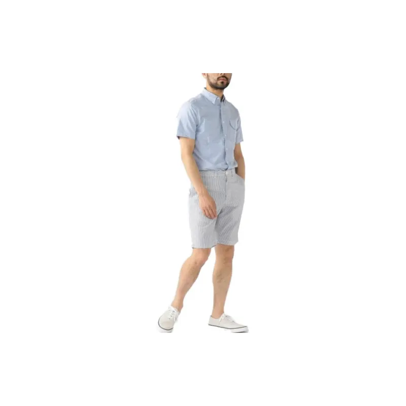 Beams Casual Shorts Men Blue With White Lettering-3