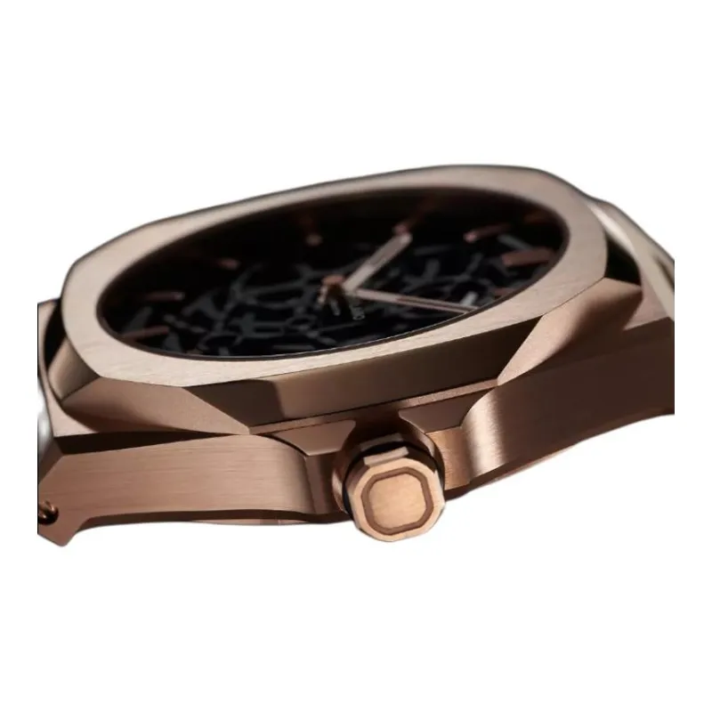 D1 MILANO Wrist Watch Mechanical Movement Rubber Strap 41.5mm Cut Out Dial Unisex-3