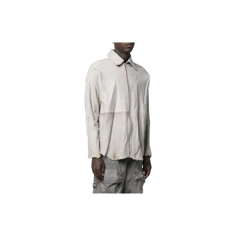 DIESEL Leather Jackets Men Light Gray-3