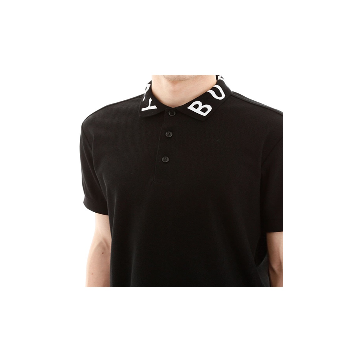 Burberry Men Ryland Collar Logo Polo Black - POIZON