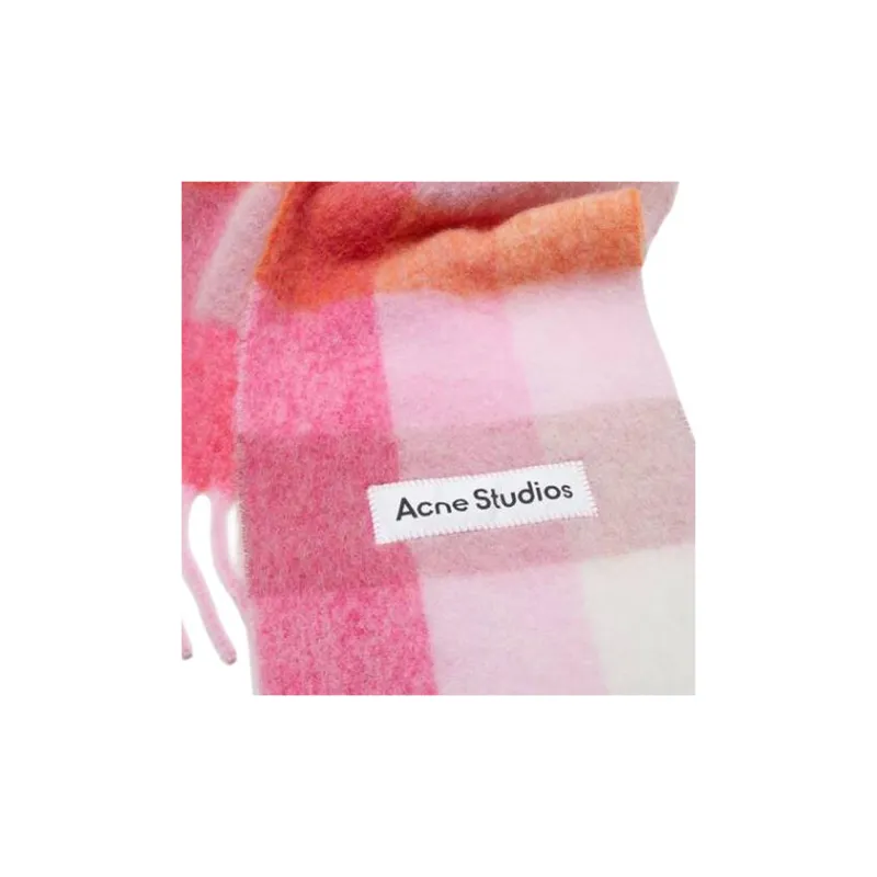 Acne Studios Logo Patch Checked Scarf-1