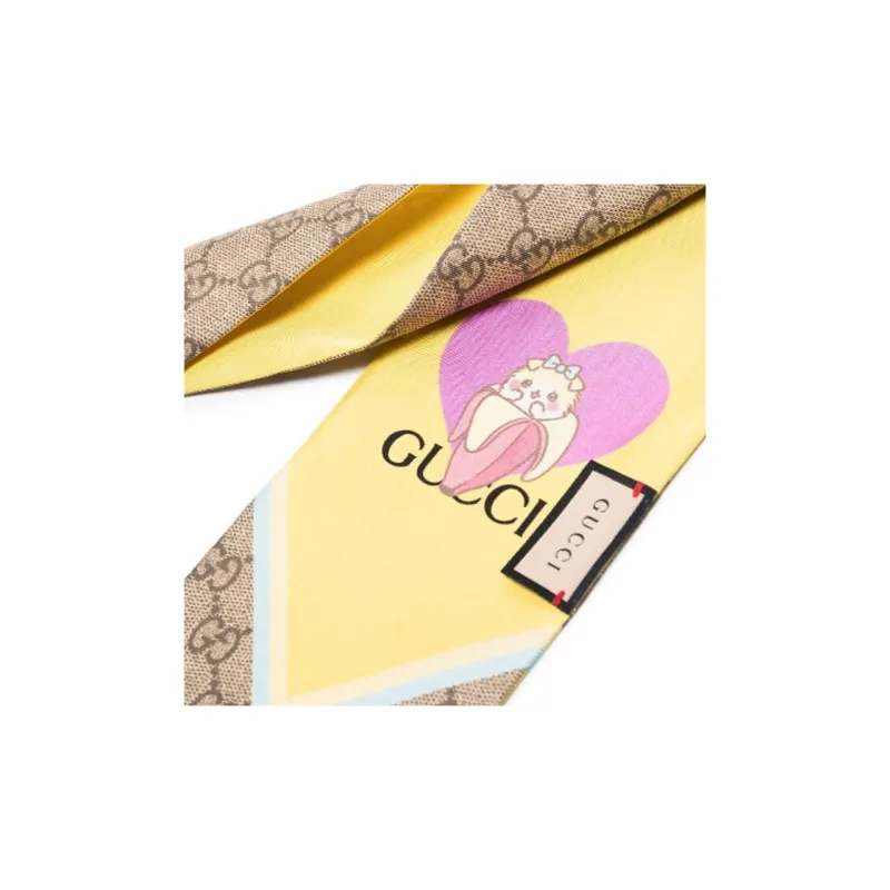 GUCCI Silk Scarves Women's Yellow-2