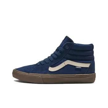 Vans Anti-Slip And Wear-Resistant Breathable High-Top Skateboard Shoes Unisex Military Blue