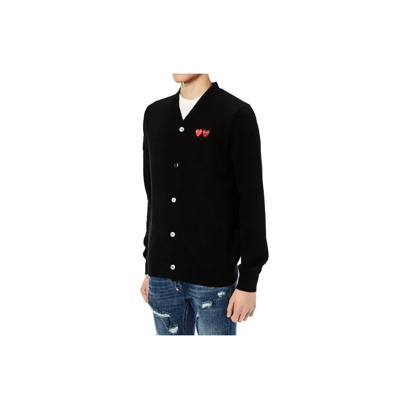 Comme Des Garcons Play Double Heart Cardigan Sweater-5