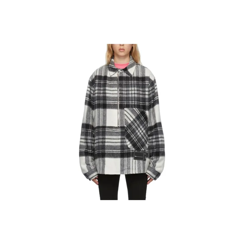 WE11DONE Half zip Plaid Wool Shirt-5