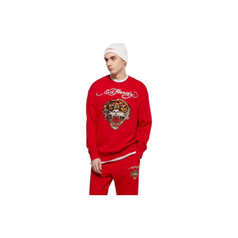 Ed Hardy Sweatshirts Men Warm Neon Rose Red E1OWM068-4