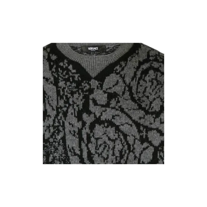 VERSACE Barocco Intarsia Crewneck Jumper-5