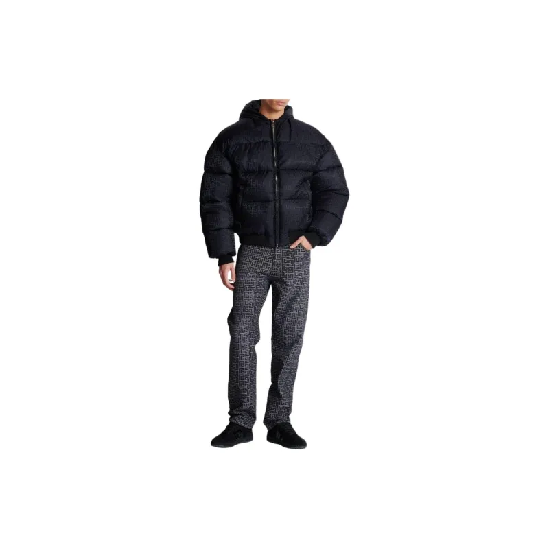 BALMAIN Pb Monogram Hooded Down Jacket-2