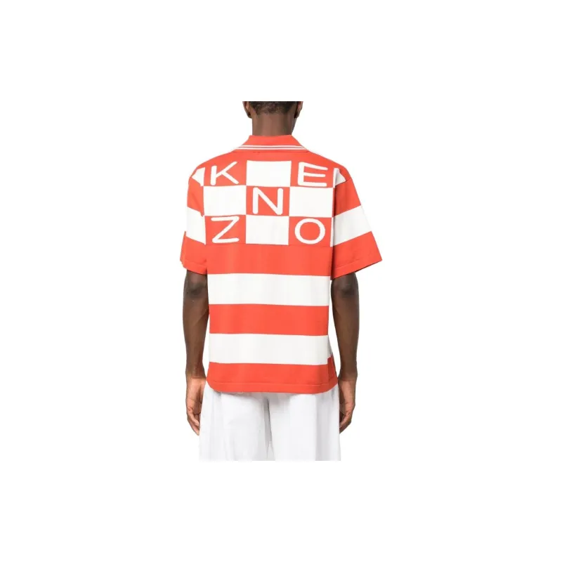 KENZO Logo Patch Striped Polo Shirt-2