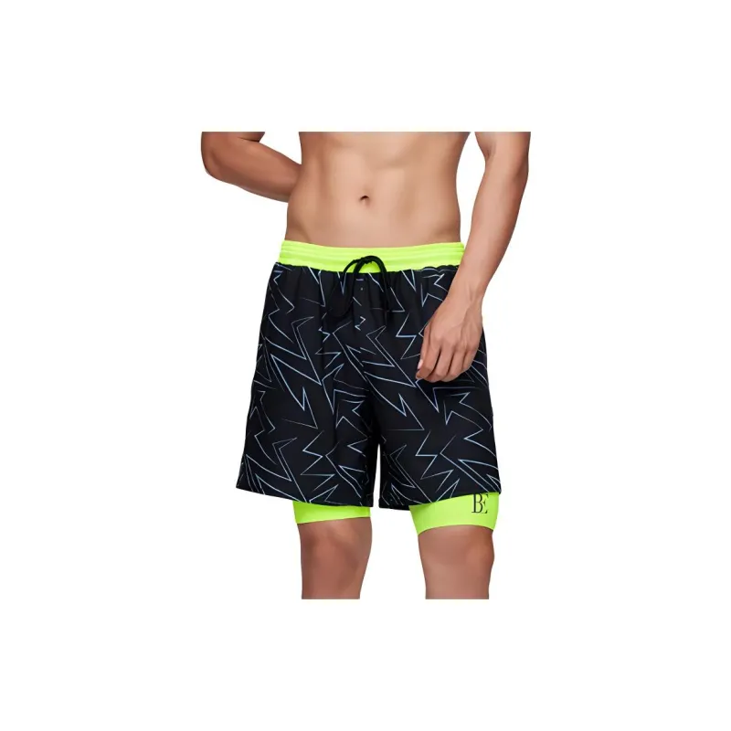 BALNEAIRE Swimming Shorts Men's Trendy And Cool Black/Green-3