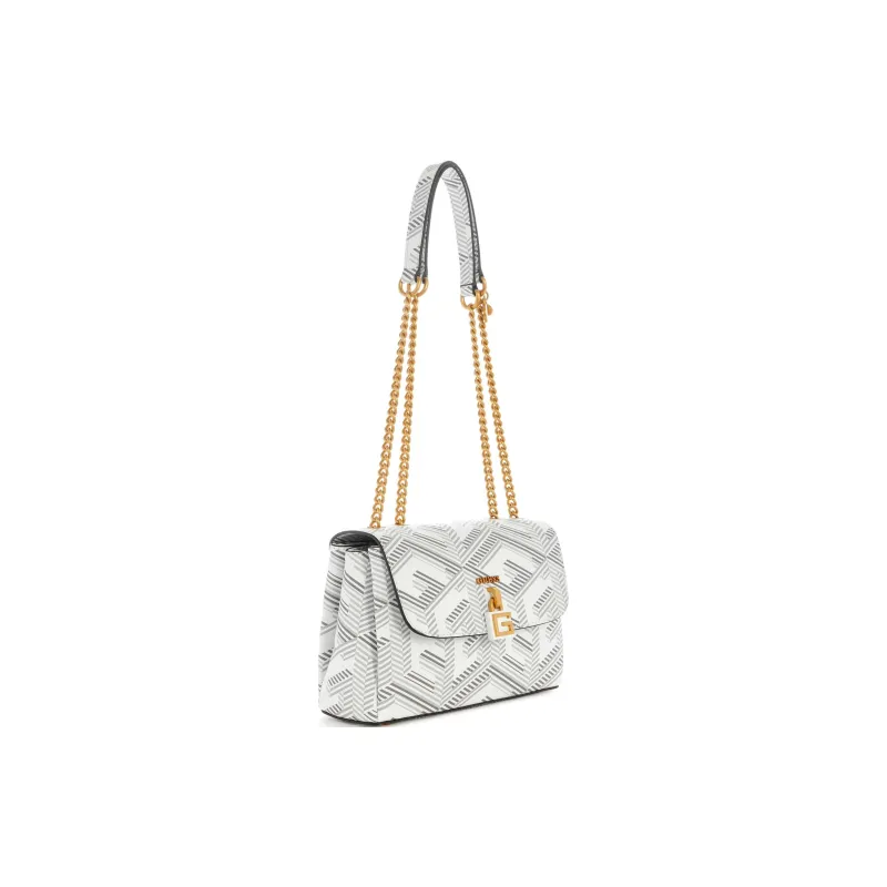 GUESS Artificial Leather Shoulder Bag Crossbody Bag Women's Gray White-2