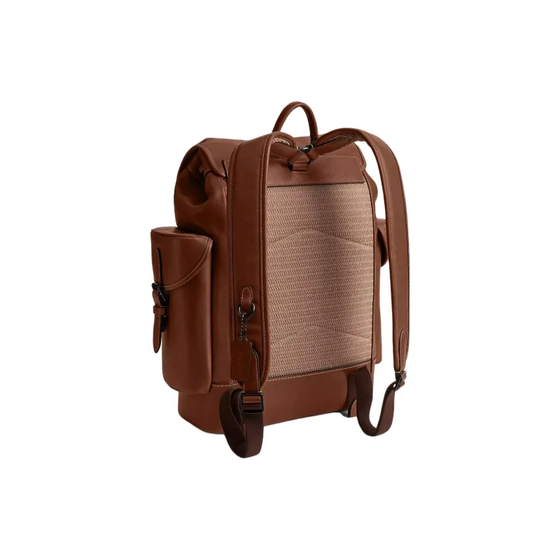 COACH Hitch Natural Grain Leather Backpack Tubas Men's Rosewood-1