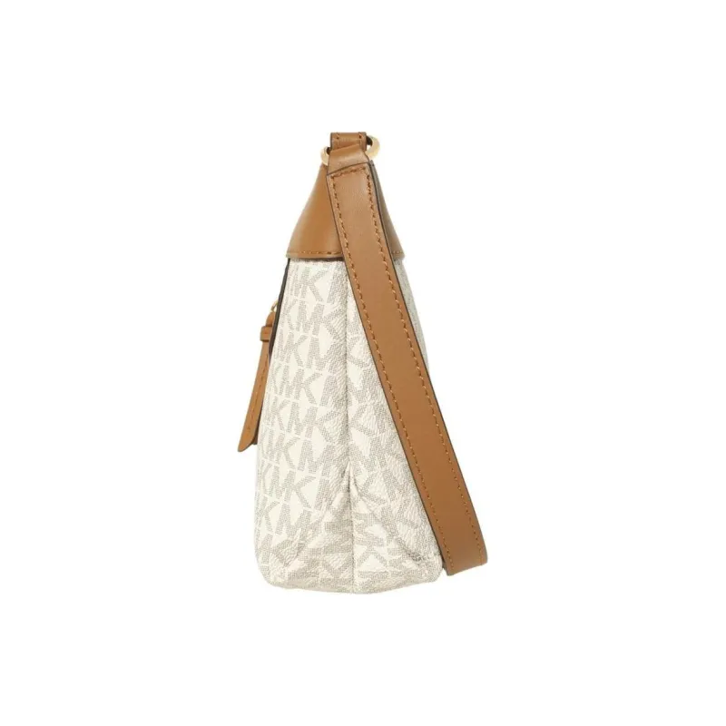 MICHAEL KORS PVC Coated Canvas Crossbody Bag Shoulder Bag Women's Vanilla White & Acorn Brown-1