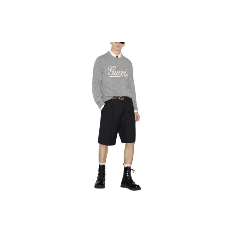 GUCCI Twill Web Pleated Gabardine Shorts-3