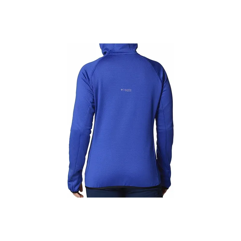 Columbia Triple Canyon Women'ss Blue Grid Fleece Hooded FZ Jackets Coats Women's Iron Thread Lotus Blue-1