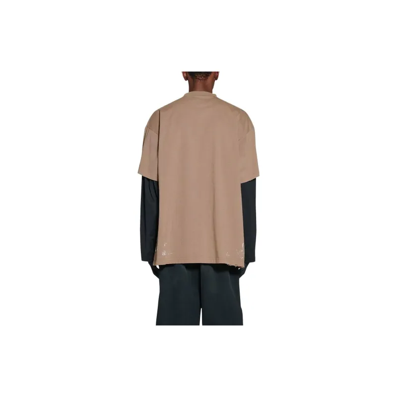 Balenciaga T Shirt Men's Brown Loose Fit Style-2
