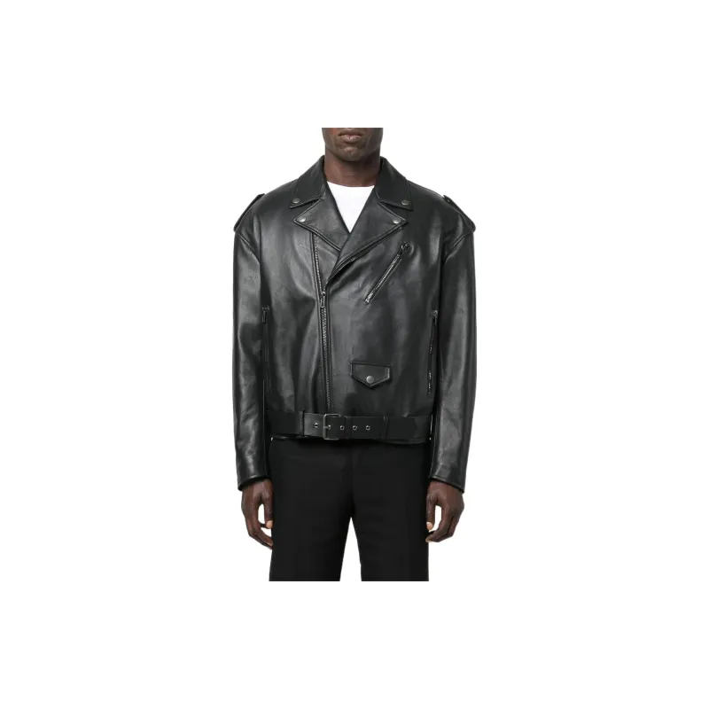 MOSCHINO Fringe detail Leather Biker Jacket-1