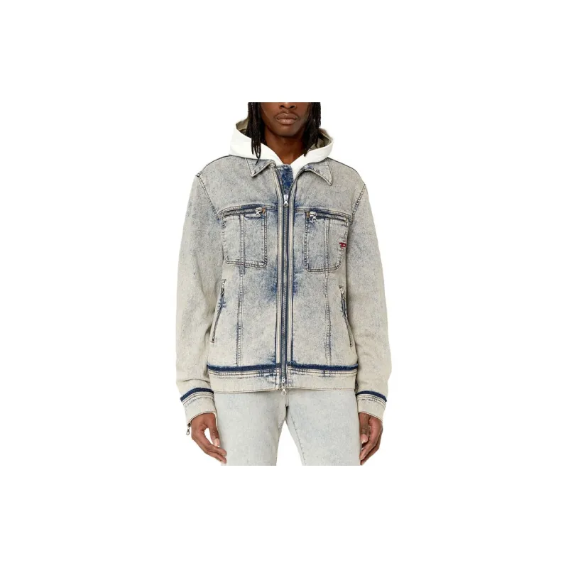 DIESEL Rehab Denim Denim Jackets Men Washed Gray-1