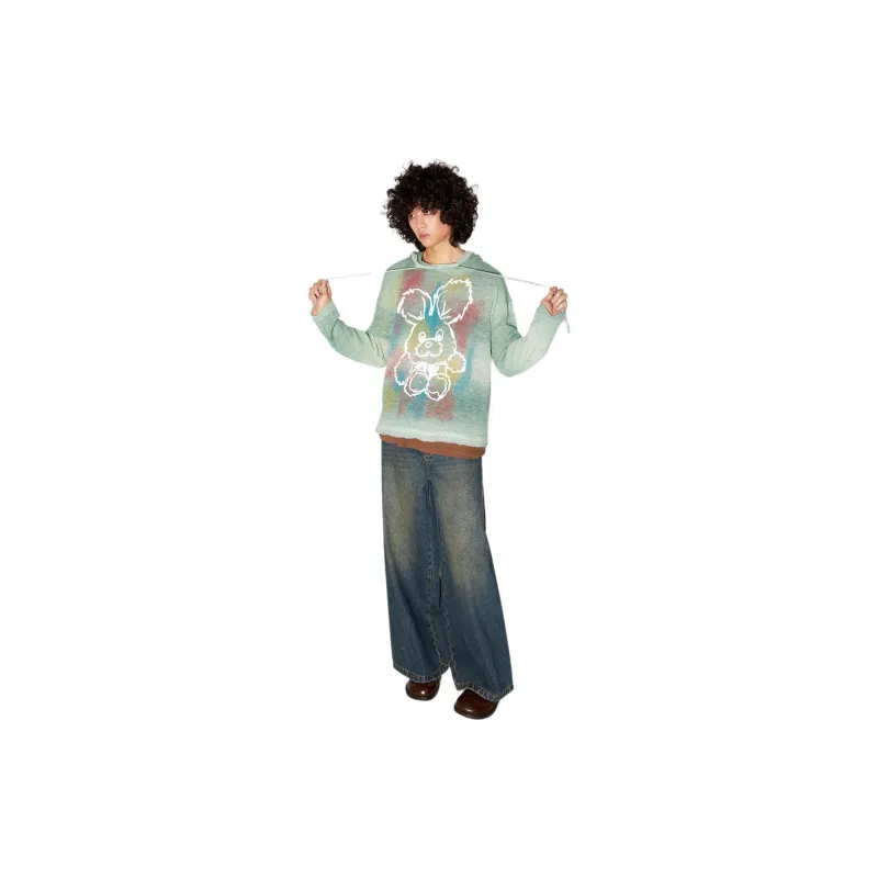 WULISHAONIAN Sweater Unisex Sand Ice Green-1