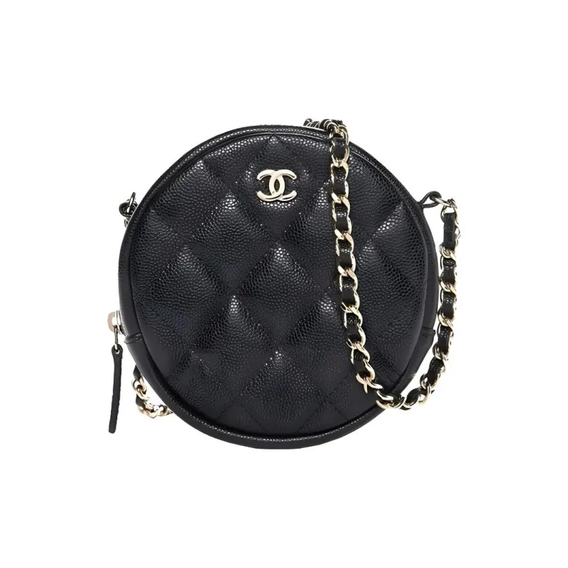 CHANEL 19Bag Litchi Grain Cow Leather Round Bag, Shoulder Bag, Crossbody Bag Women's Black-0