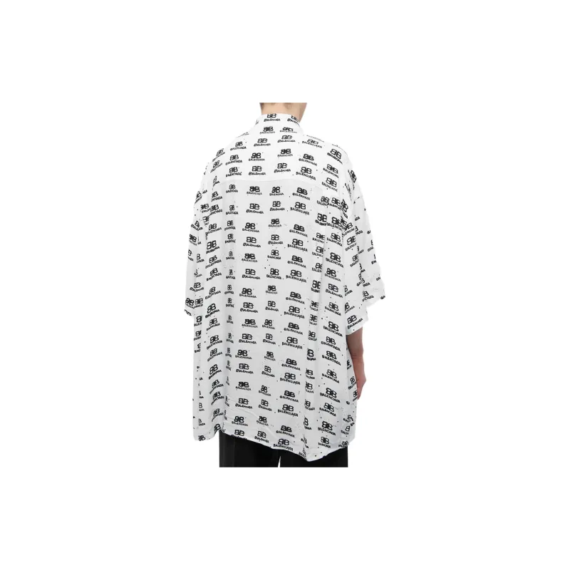 Balenciaga Hand Drawn Bb Icon Oversize Viscose Shirt-2