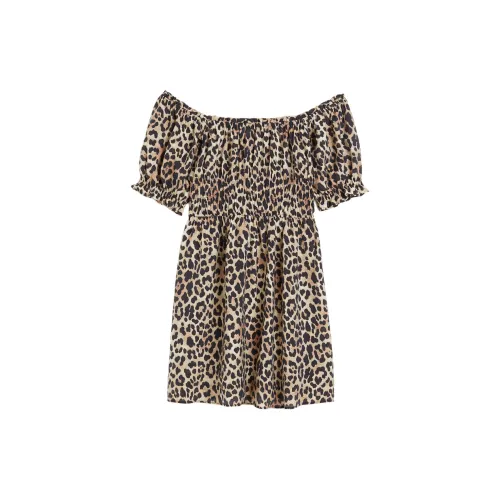 H&M Short-Sleeved Dresses Women's Beige/Leopard