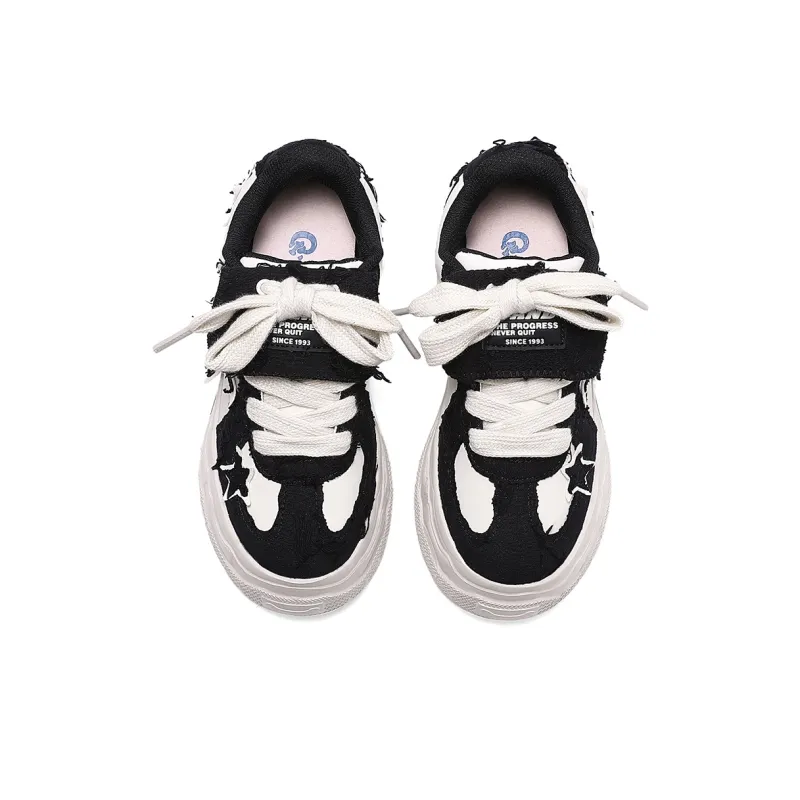 Q AND Anti Slip And Wear Resistant Height Increasing Coverage Low Top Skateboard Shoes Unisex Black White-4