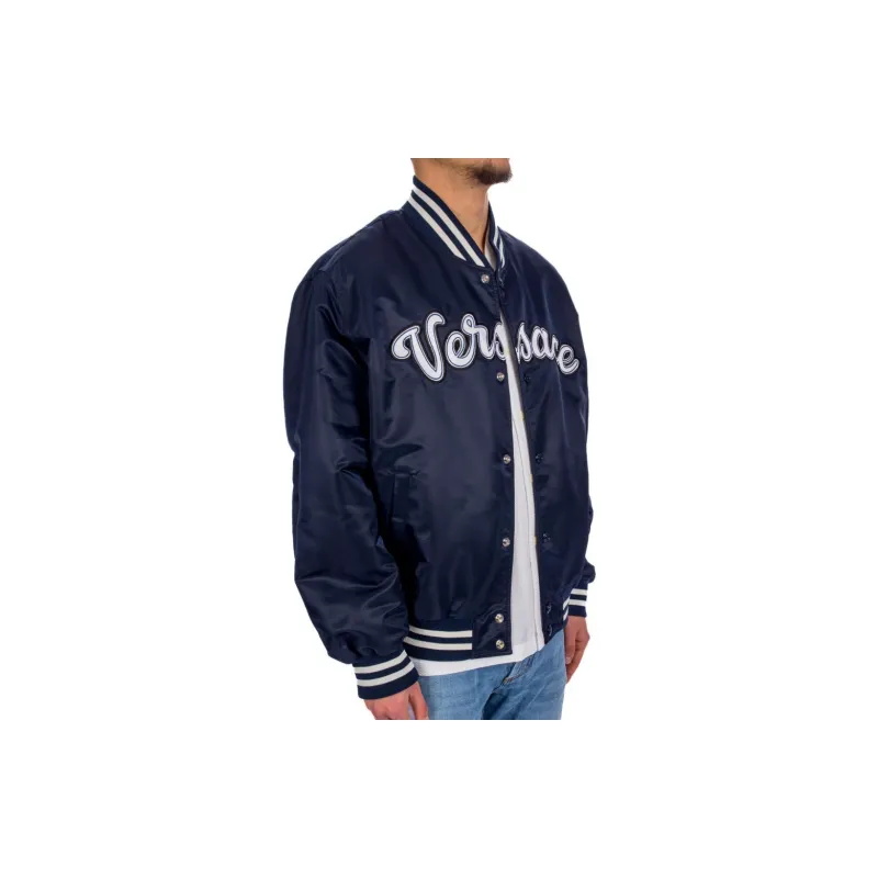 VERSACE Logo Embroidered Button Up Jacket-4