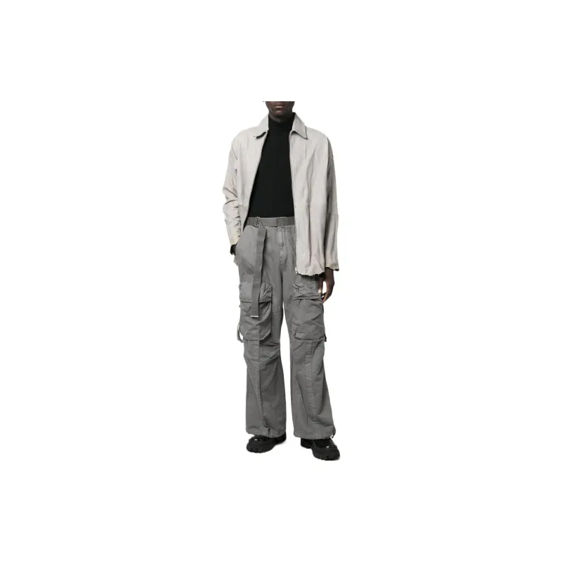DIESEL Leather Jackets Men Light Gray-1