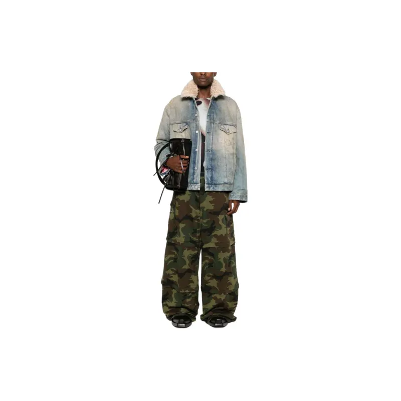 Acne Studios Shearling collar Distressed Denim Jacket-1