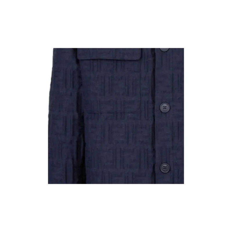 FENDI Monogrammed Collared Long Sleeve Shirt-4