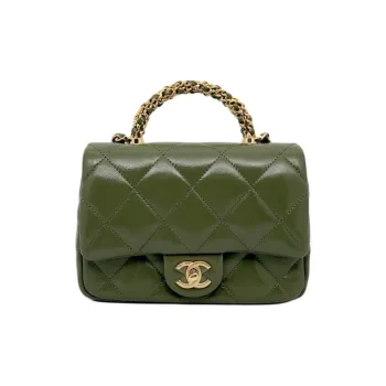 CHANEL Lambskin Portable Crossbody Bag, Shoulder Bag Mini Women's Green