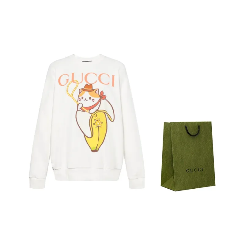 GUCCI X Bananya Logo Printed Sweatshirt White-2