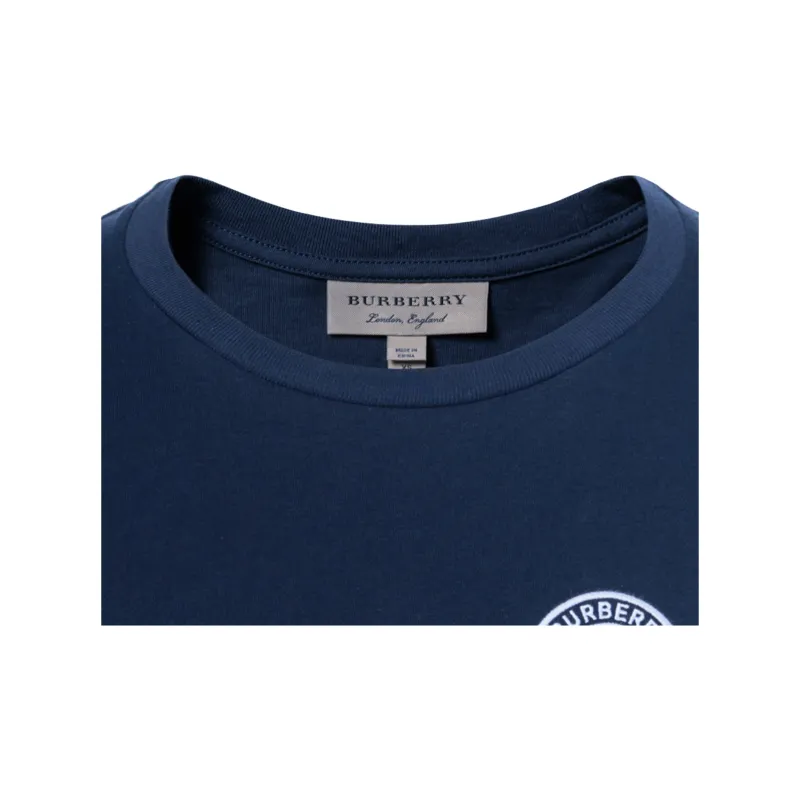 Burberry Embroidered Logo Cotton Long Sleeve T shirt-4