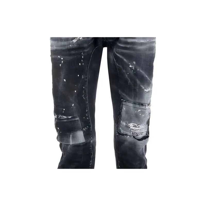 DSQUARED 2 Logo Patch Distressed Straight Leg Jeans-5