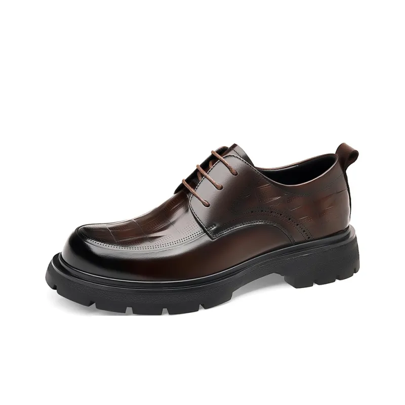 Xiwencha Men's Casual Shoes Men Low Top Brown-4