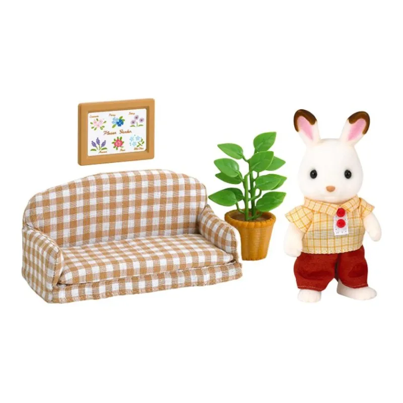 Sylvanian Families Chocolate Rabbit Dad Furniture Set Dolls Plush Doll 14.5cm Height-2