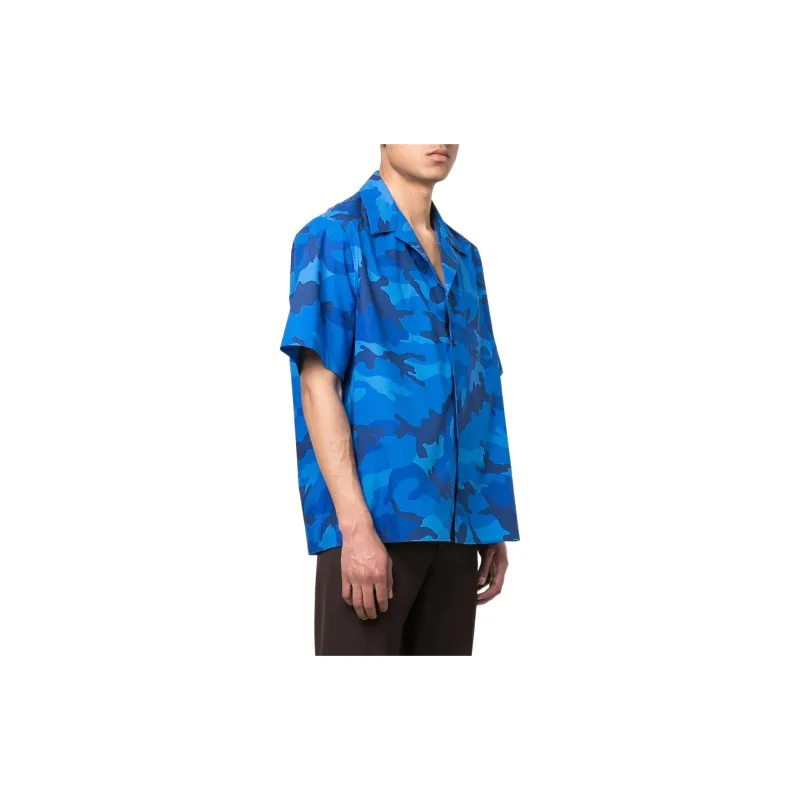 Valentino Camouflage Printed Straight Hem Shirt-3